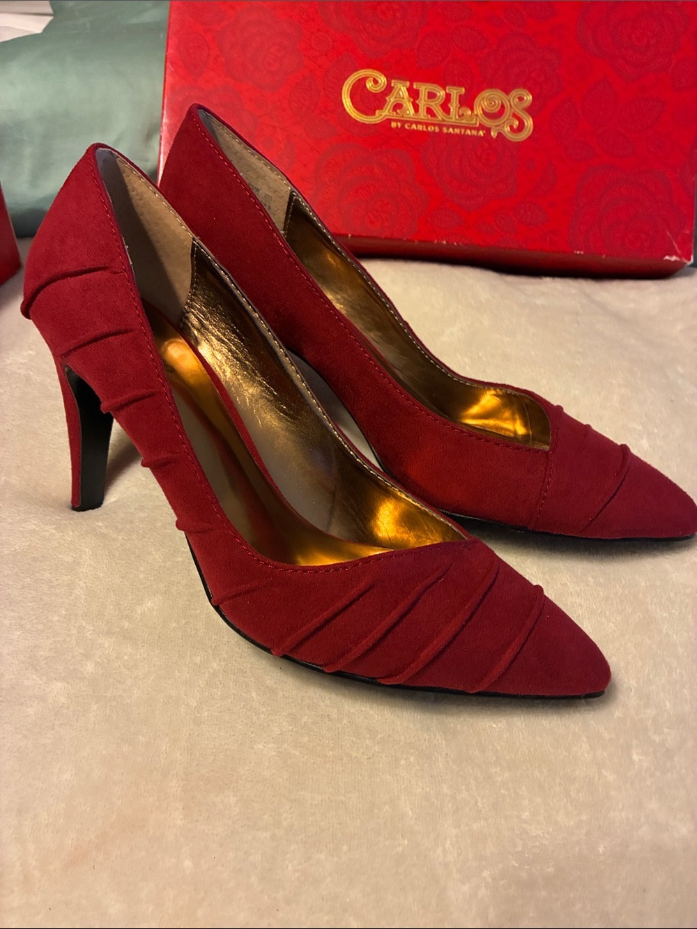 Carlos by Carlos Santana Red Pointed-Toe Suede Pumps- Size 7.5